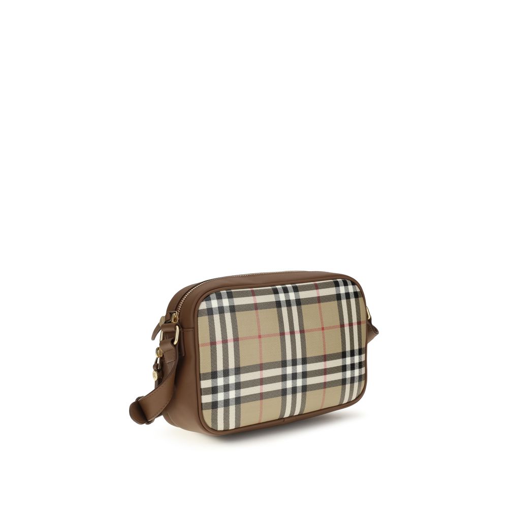 Sac à bandoulière beige en coton de Burberry avec logo emblématique, parfait pour un style élégant et décontracté.