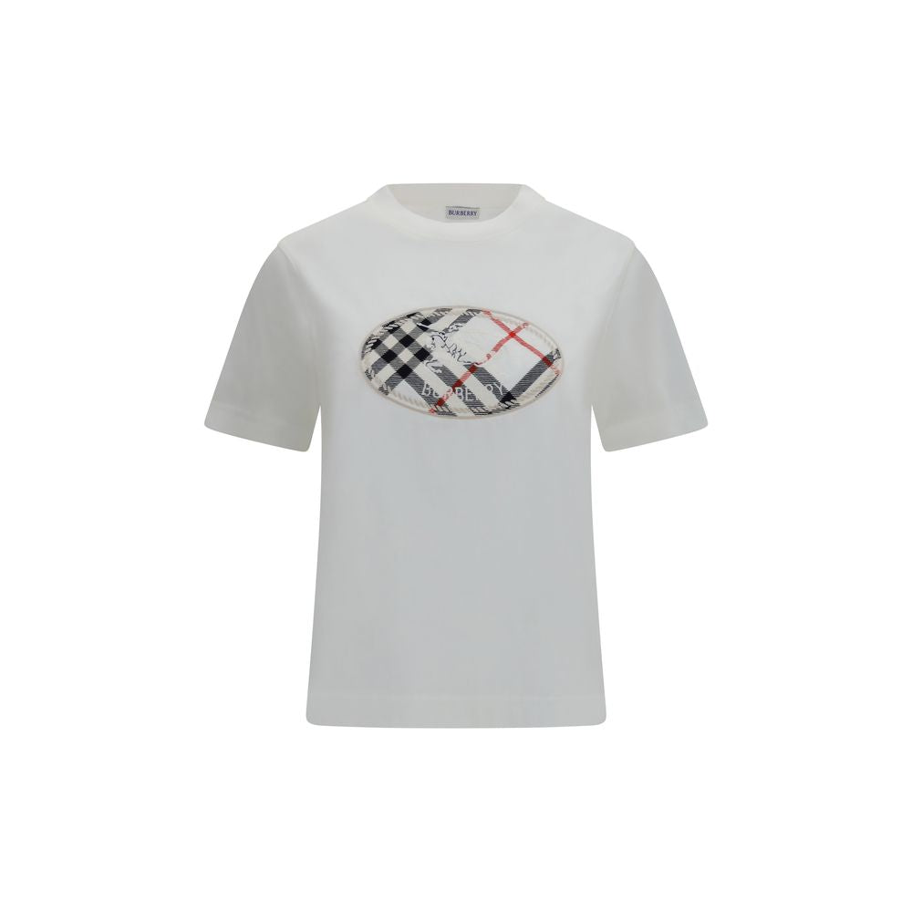 T-shirt blanc en coton de la marque Burberry, coupe classique avec logo subtil sur la poitrine.