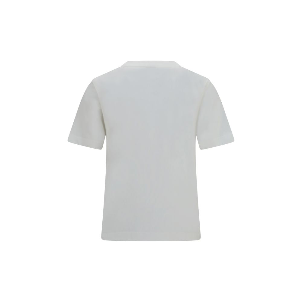 T-shirt blanc en coton de la marque Burberry, vue de face, avec logo discret visible au centre.