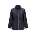 Veste parka noire en polyamide de la marque Burberry, coupe moderne et imperméable, visible en détail sur l'image.