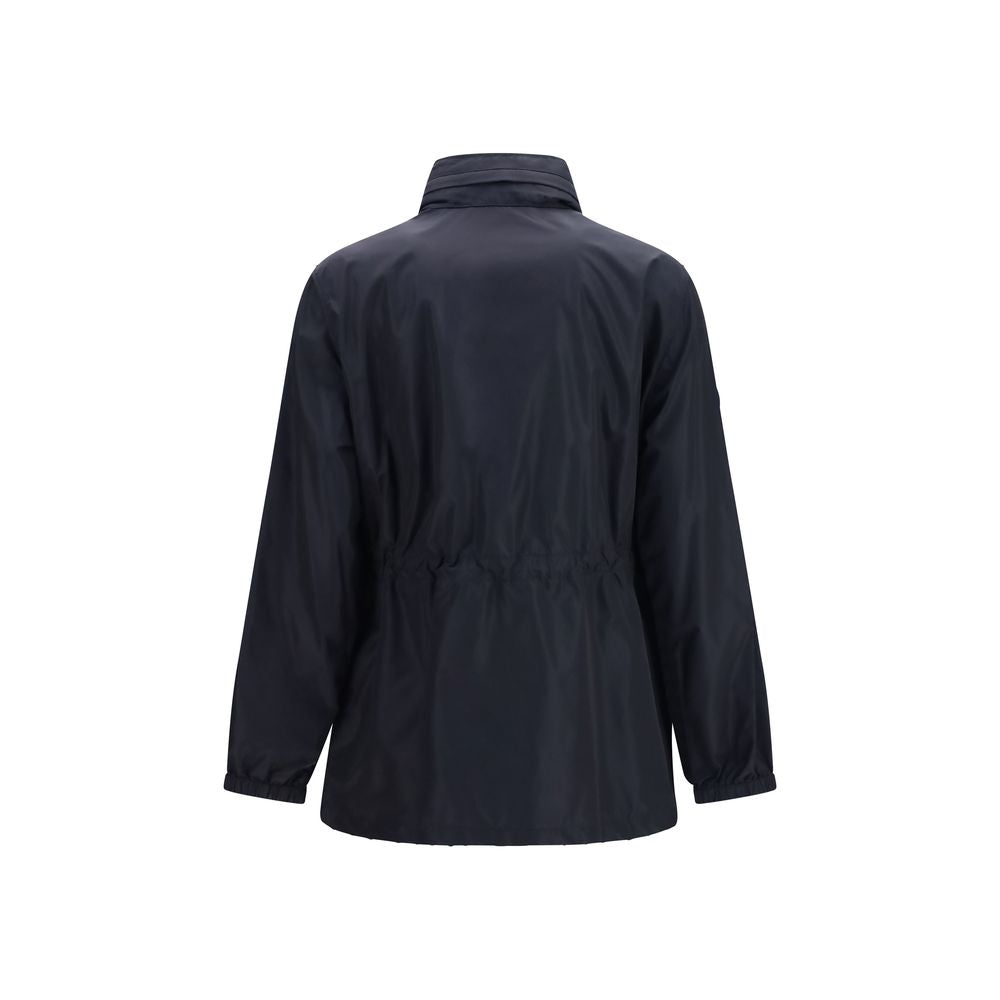 Anorak noir en polyamide Burberry, coupe décontractée avec capuche et fermeture éclair, parfait pour la pluie.
