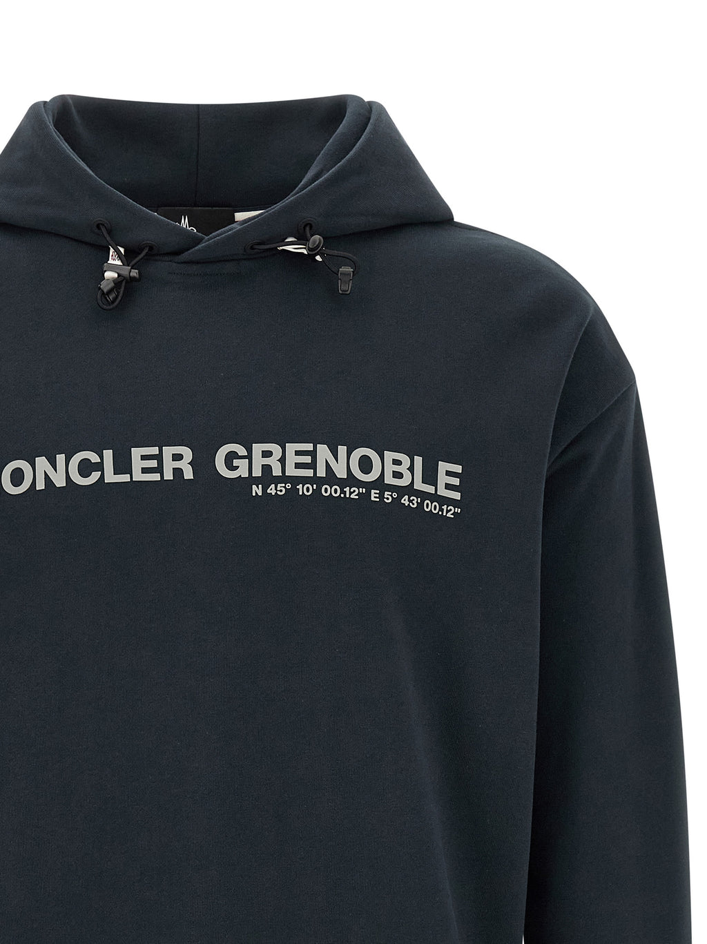 Sweat-shirt bleu en coton Moncler Grenoble, coupe décontractée et logo visible sur la poitrine, pour un style élégant et confortable.