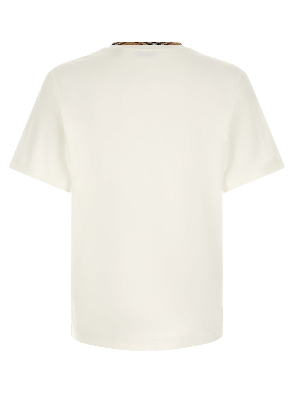 T-shirt blanc en coton de la marque Burberry, coupe classique avec logo subtil visible sur le devant.