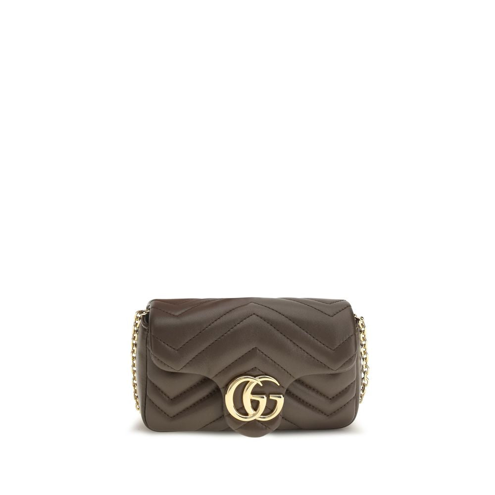 Sac à main Gucci en cuir de veau marron Bos Taurus, élégant sac à épaule avec détails sophistiqués, vue de face.