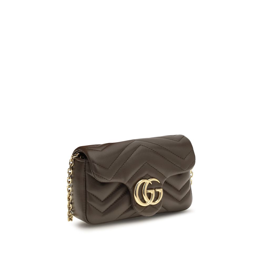 Sac à main Gucci en cuir de veau marron Bos Taurus, sac épaule élégant avec détails soignés et finition de luxe.