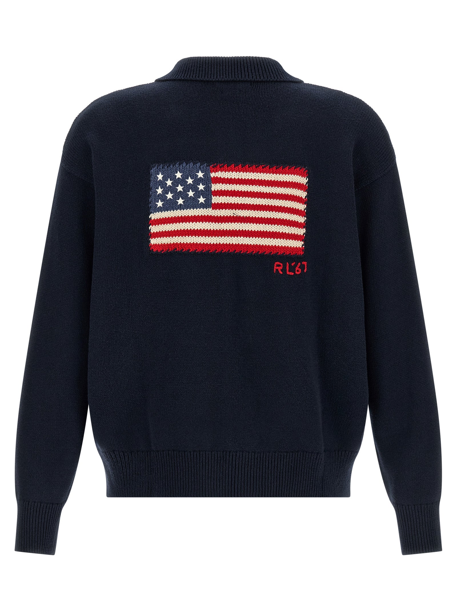 Cardigan en coton bleu Polo Ralph Lauren porté, avec col en V et boutons, style classique et élégant.