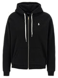 Sweatshirt en coton noir Polo Ralph Lauren avec col rond et logo brodé, portée sur un mannequin.