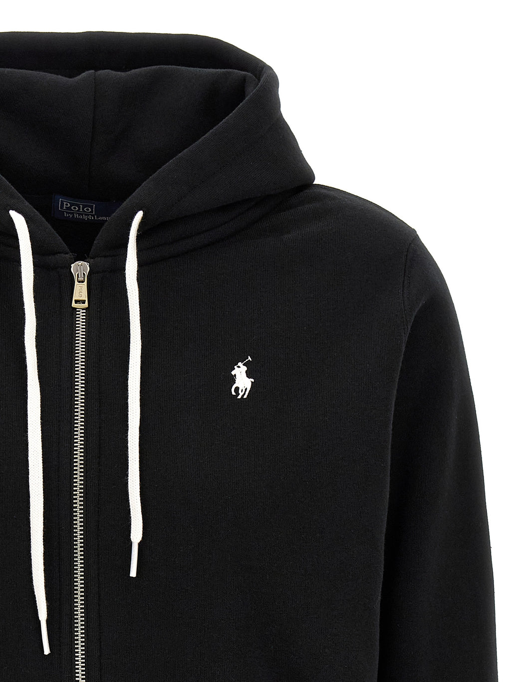 Sweatshirt en coton noir Polo Ralph Lauren, modèle décontracté avec logo brodé, vue de face sur un fond neutre.
