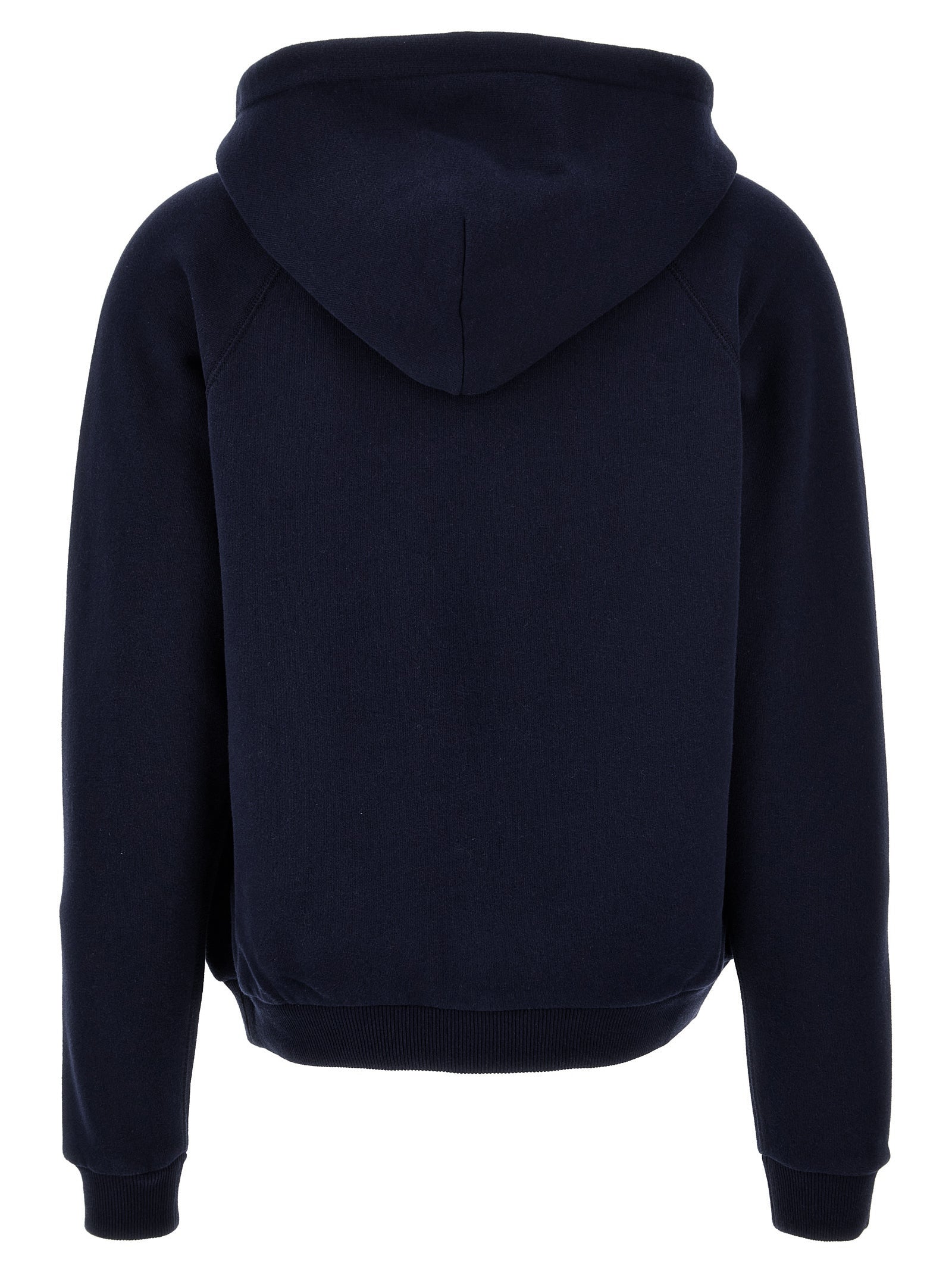 Sweat à capuche en coton bleu de Polo Ralph Lauren, logo brodé sur la poitrine, vue de face.