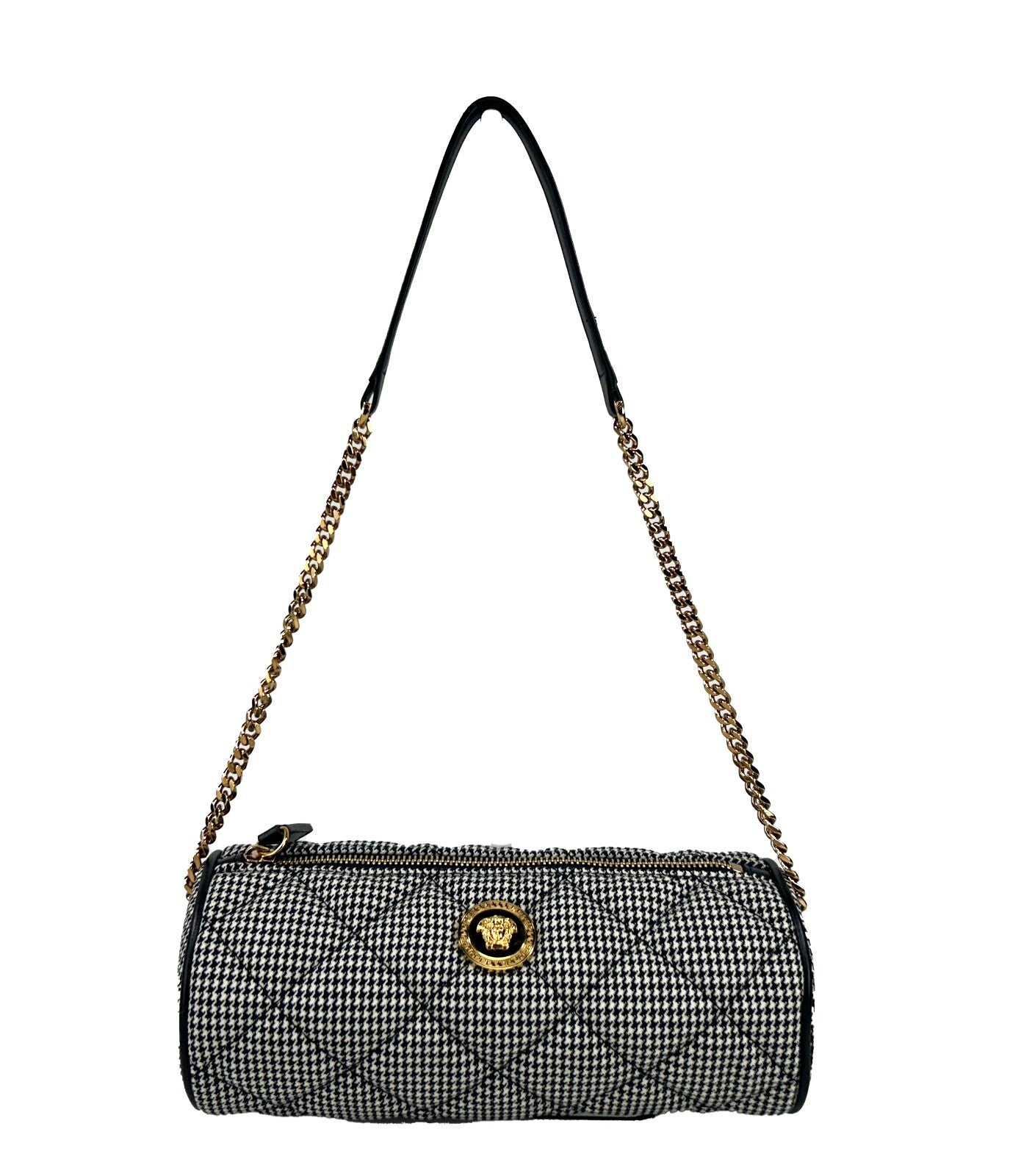 Sac à main en bandoulière Versace Medusa, sac de soirée matelassé avec logo Medusa, élégant et sophistiqué.