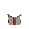 Sac à main en polyéthylène beige de Gucci, vue de face avec poignée en cuir et logo Gucci visible.