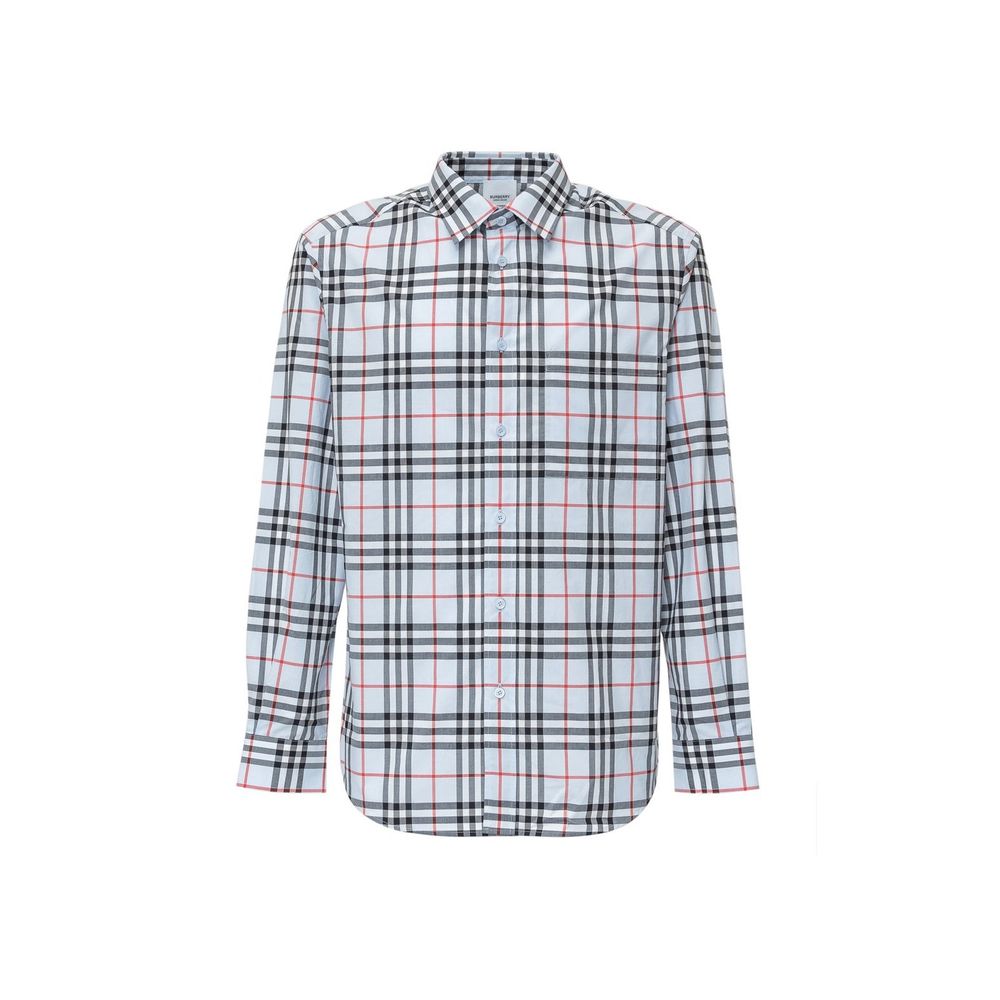 Chemise en coton bleue Burberry pour homme, veste élégante avec col classique et boutons sophistiqués.