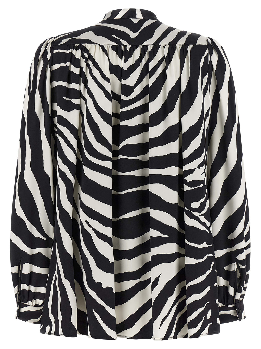 Chemise en soie bicolore Dolce & Gabbana avec col élégant et manches longues, tissu fluide et finition raffinée.