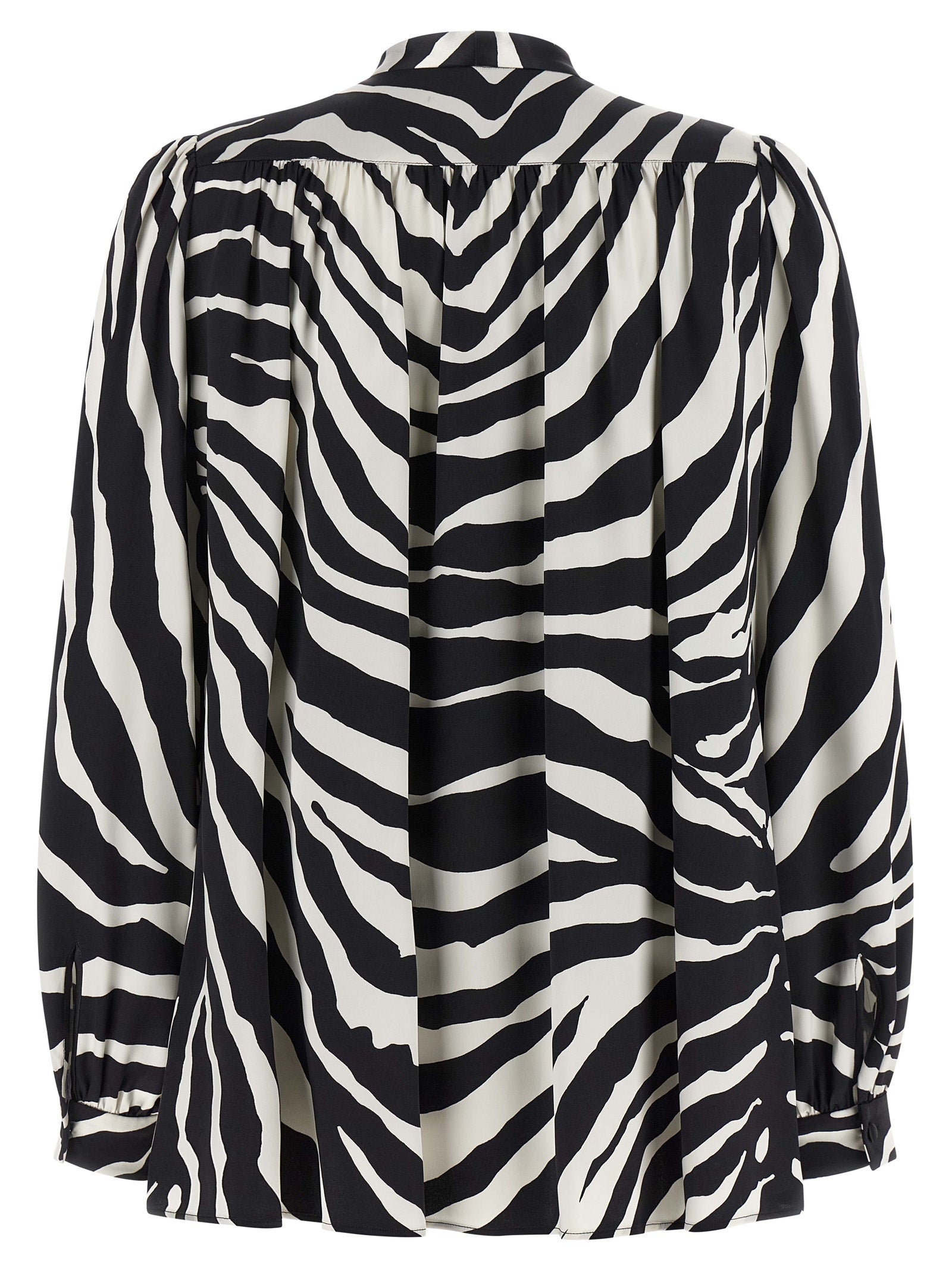 Chemise en soie bicolore Dolce & Gabbana avec col élégant et manches longues, tissu fluide et finition raffinée.