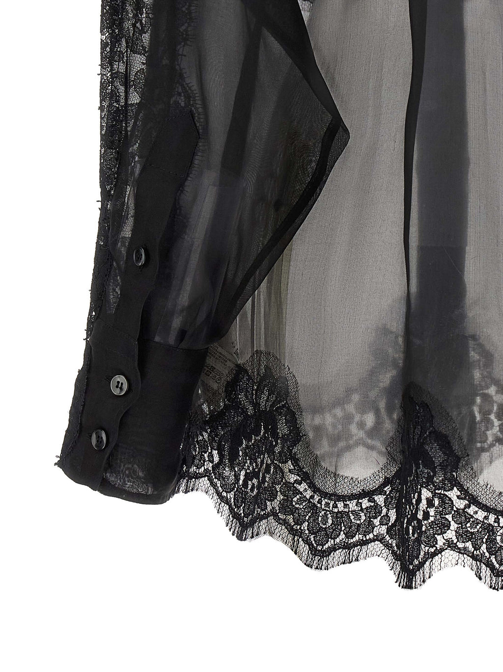 Blouse en soie noire Dolce & Gabbana, élégante chemise féminine avec col classique et manches longues, vue de face.