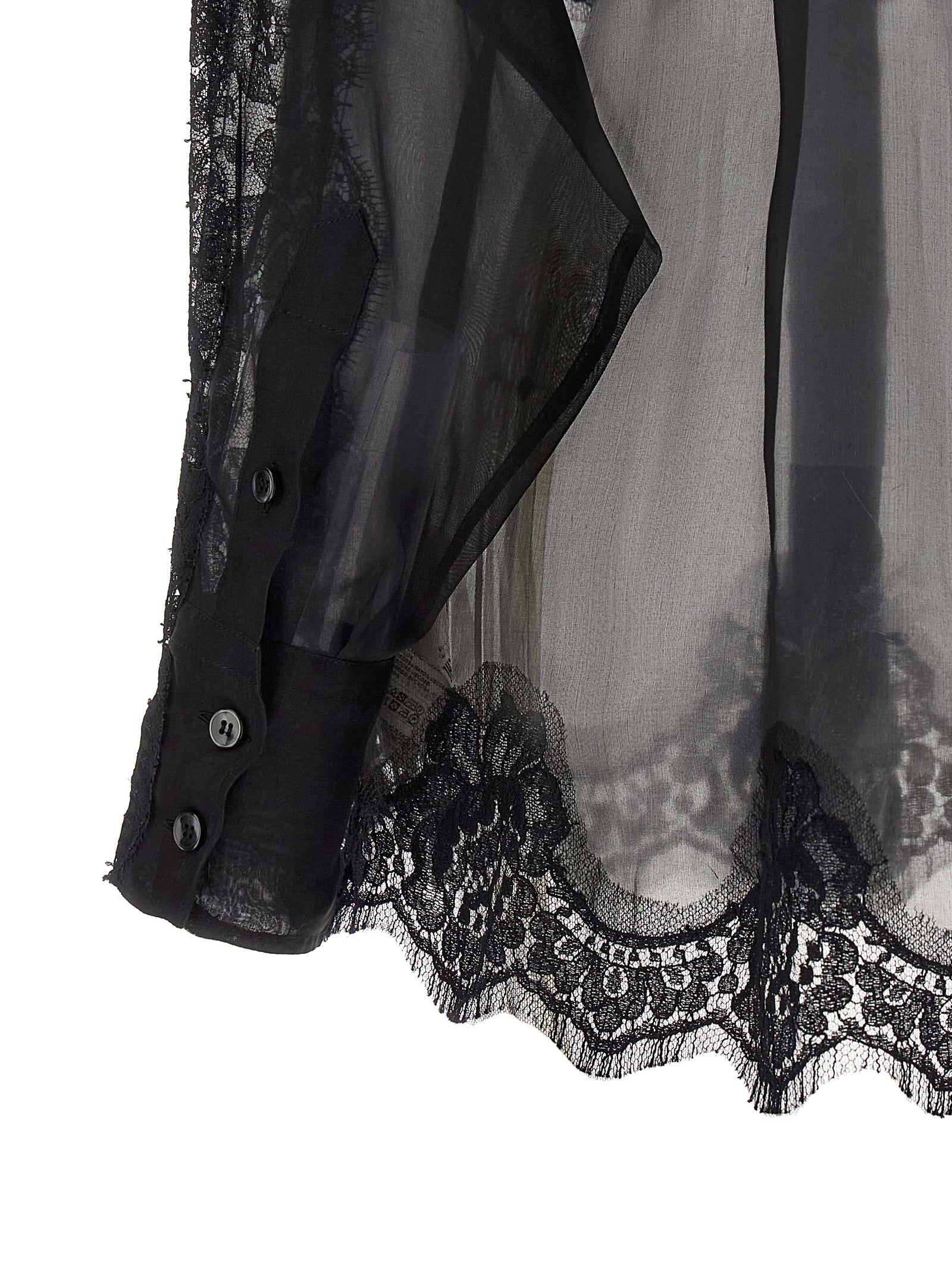 Blouse en soie noire Dolce & Gabbana, élégante chemise féminine avec col classique et manches longues, vue de face.