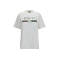 T-shirt blanc en coton de Gucci, vêtement décontracté avec logo Gucci visible sur le devant.