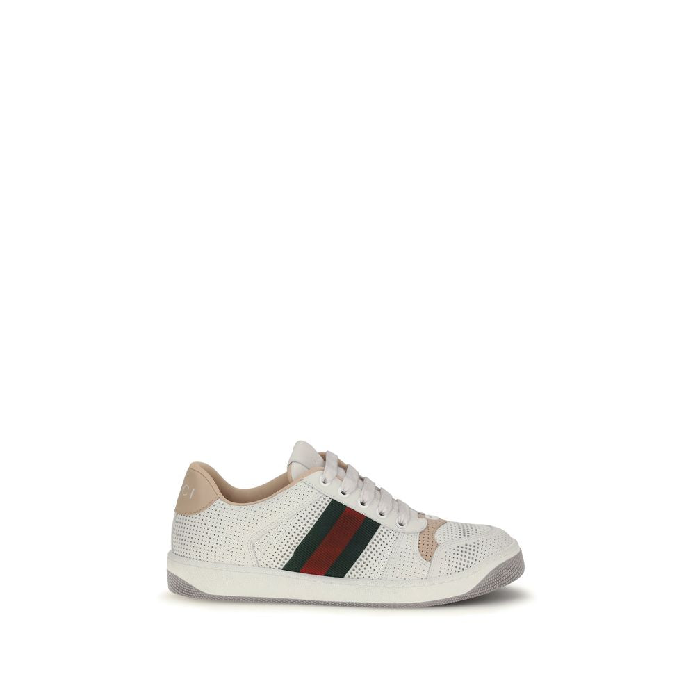 Chaussures de sport Gucci Bos Taurus en cuir de veau blanc, baskets athlétiques élégantes pour homme.