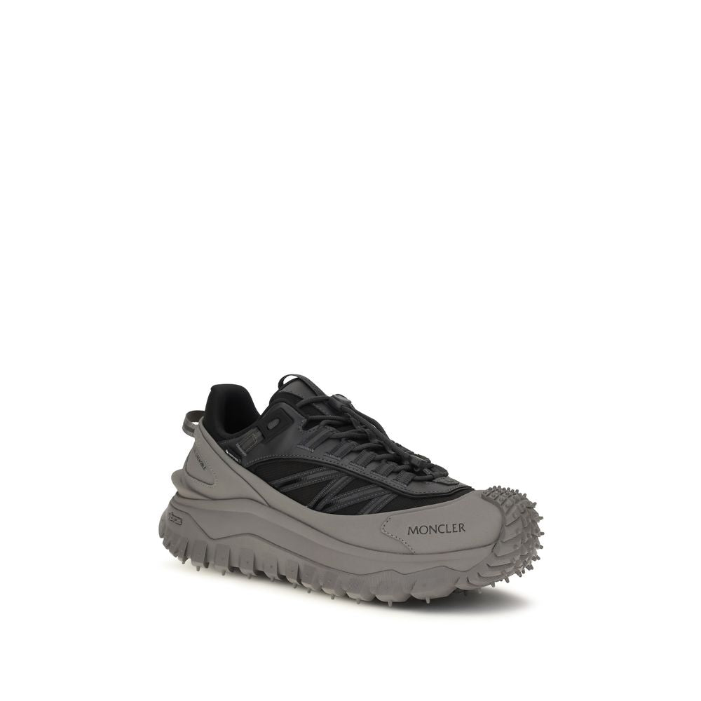 Chaussures de sport Moncler Bos Taurus en cuir de veau gris, baskets athlétiques élégantes et confortables.
