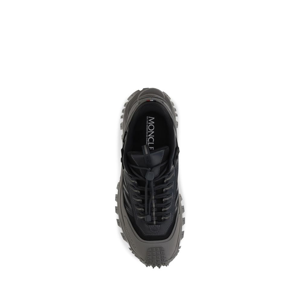 Chaussures de sport Moncler Bos Taurus en cuir gris pour homme, baskets athlétiques élégantes et confortables.