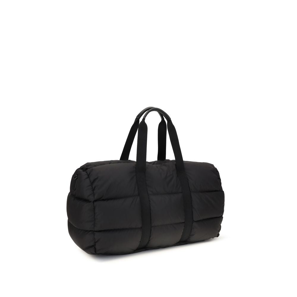 Valise de voyage en polyester noir Moncler, bagages robustes et élégants pour les déplacements.