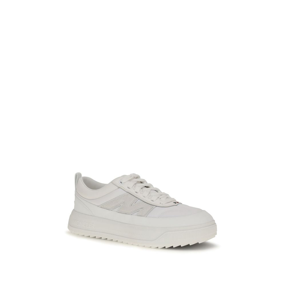 Chaussures de sport Moncler Bos Taurus en cuir de veau blanc, baskets athlétiques élégantes avec design moderne.