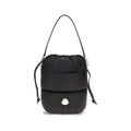 Sac banane en nylon noir Moncler avec logo, compact et pratique, idéal pour un style décontracté.
