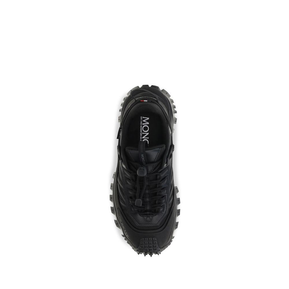 Chaussures de sport Moncler Bos Taurus en cuir de veau noir, baskets athlétiques élégantes et confortables.