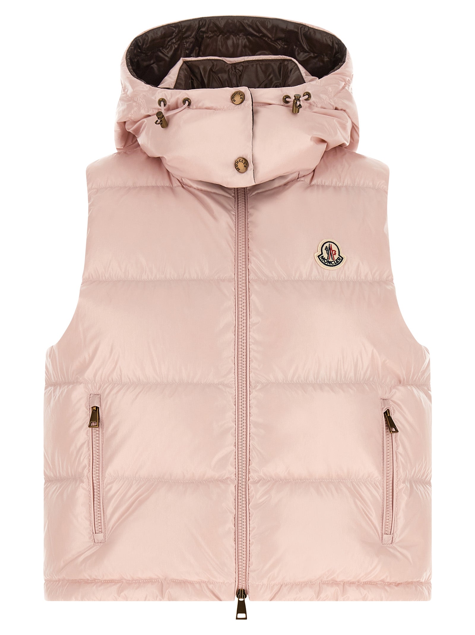 Doudoune sans manches multicolore en polyamide de la marque Moncler, légère et résistante, visible sur l'image.