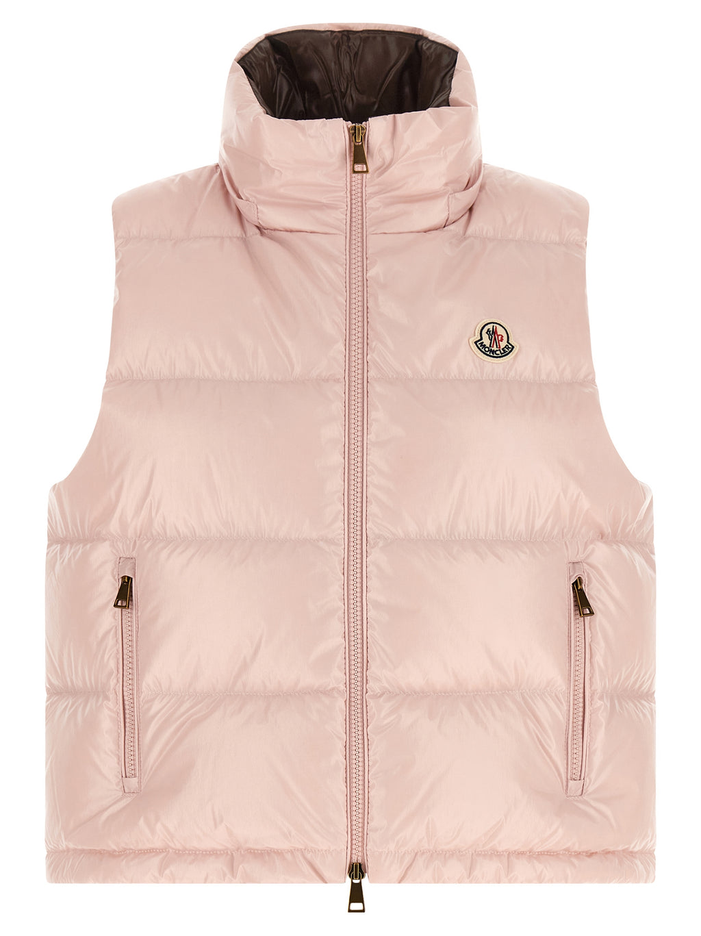 Doudoune sans manches Moncler en polyamide multicolore, léger et résistant, avec fermeture éclair et col montant.