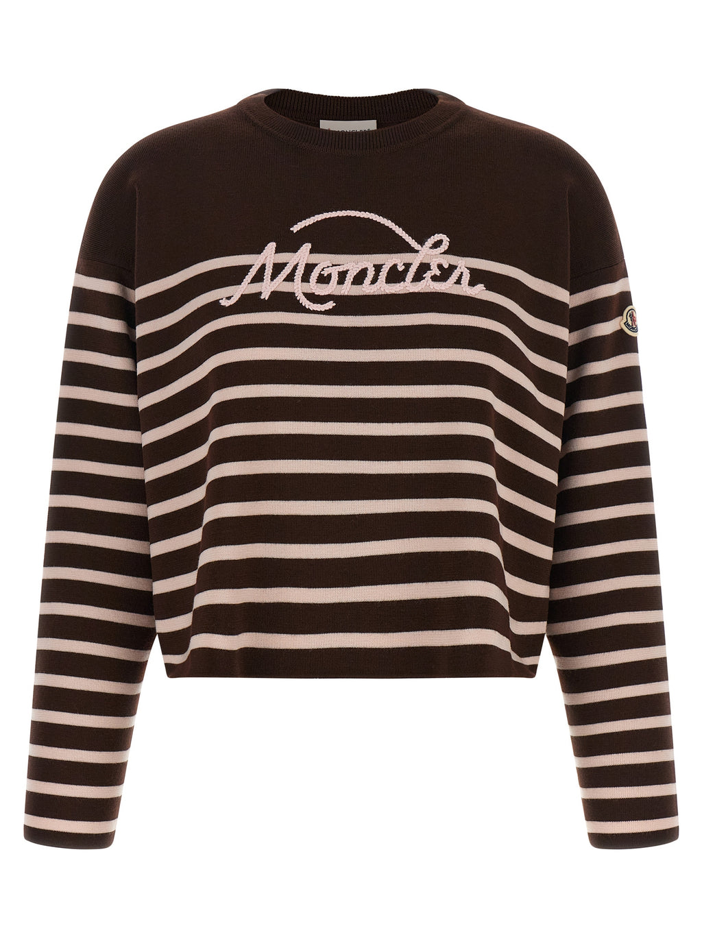 Cardigan blanc en laine vierge Moncler porté, avec col en V et boutons, style élégant et chaud pour homme ou femme.