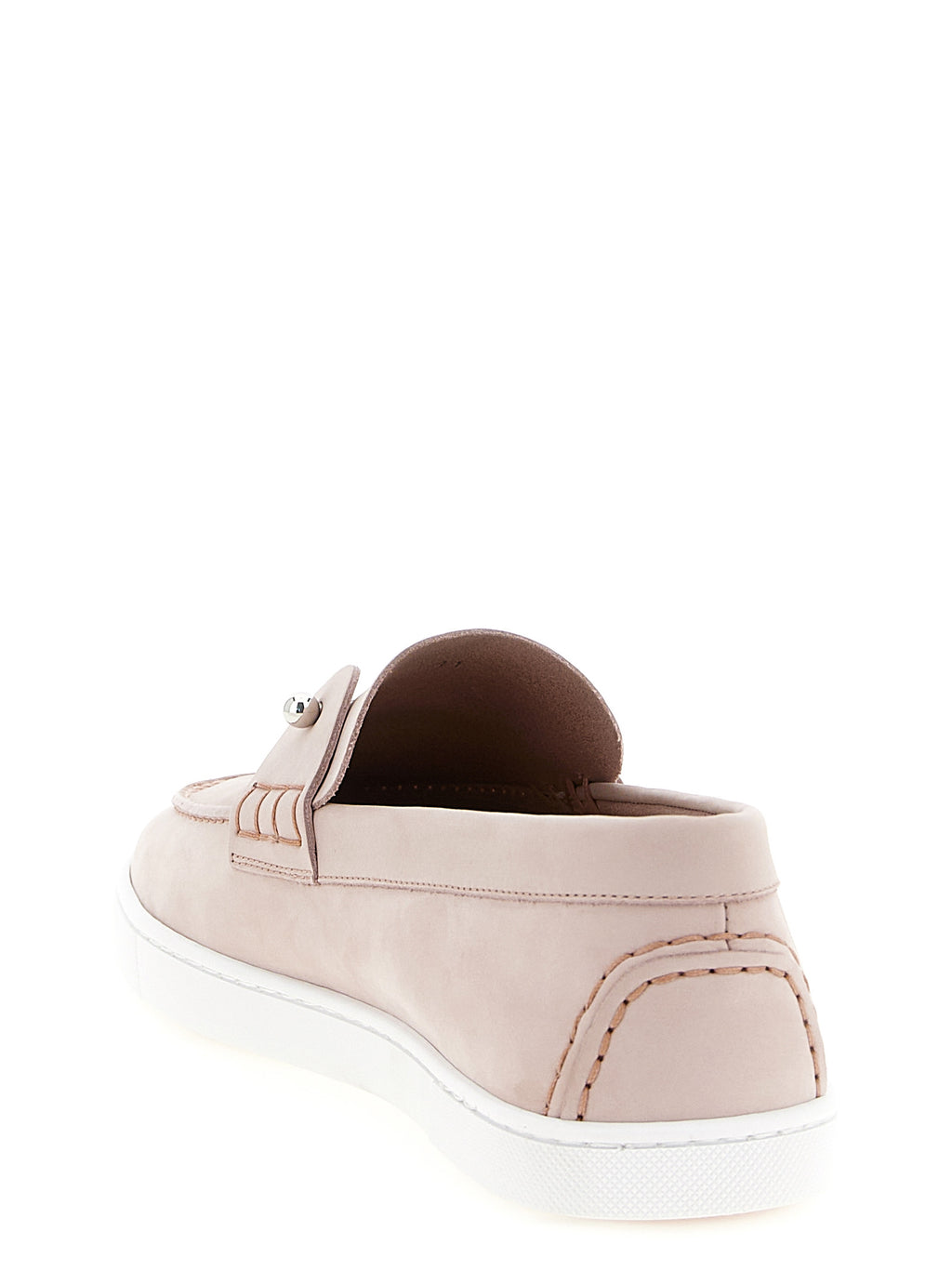 Chaussures Christian Louboutin en cuir de veau multicolore, mocassins slip-on élégants pour femmes.