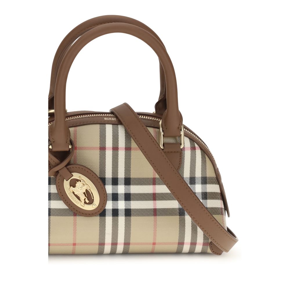 Sac à main en toile beige Burberry, sac élégant avec logo distinctif, idéal pour un style sophistiqué et pratique.