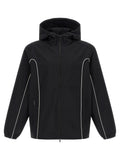 Veste shell en polyamide noire Diesel, coupe moderne, avec capuche et fermeture éclair, idéale pour la pluie et le vent.