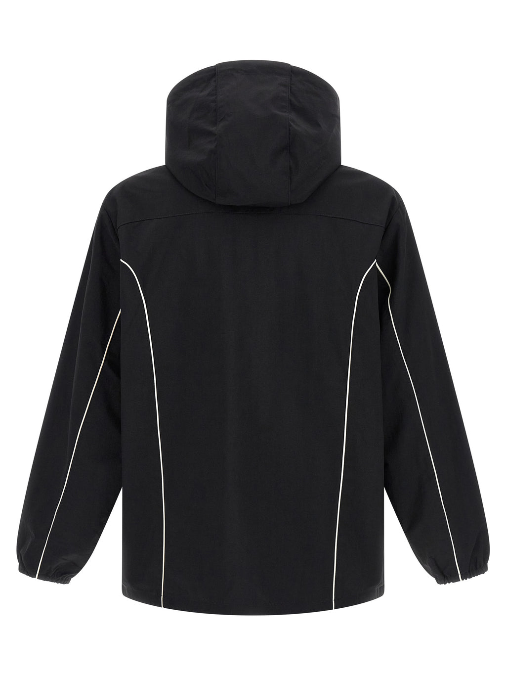 Veste shell en polyamide noire Diesel, coupe ajustée avec capuche, détails modernes et design technique.