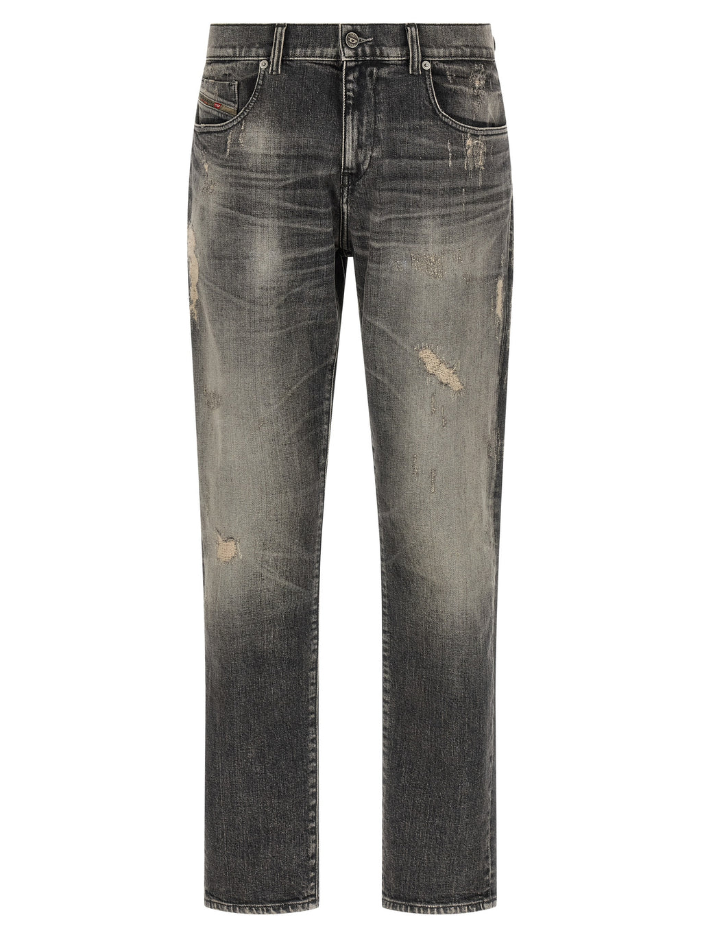 Jeans skinny en coton gris de la marque Diesel, coupe ajustée et tendance, affichés dans une image claire.