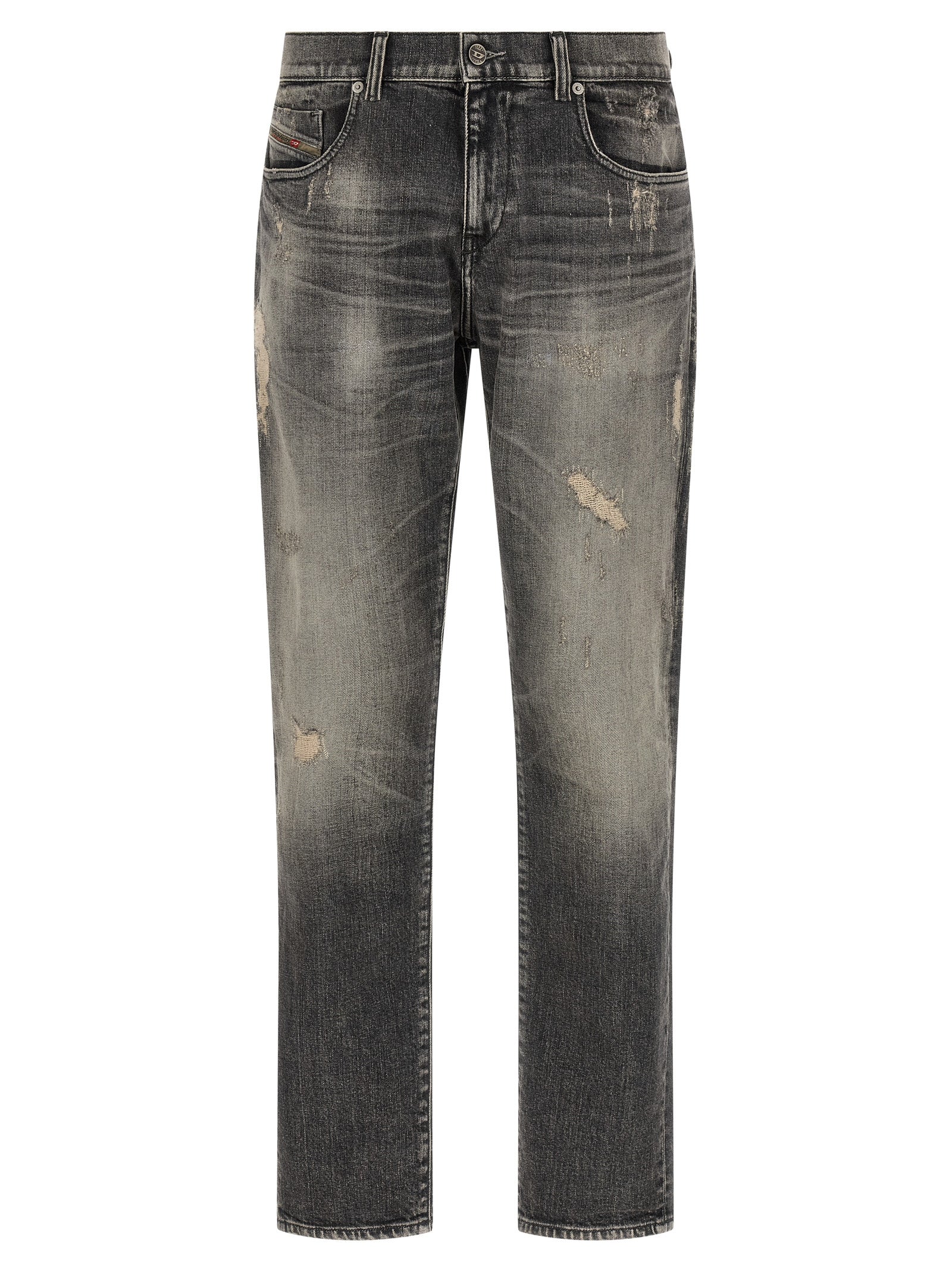 Jeans skinny en coton gris de la marque Diesel, coupe ajustée et tendance, affichés dans une image claire.