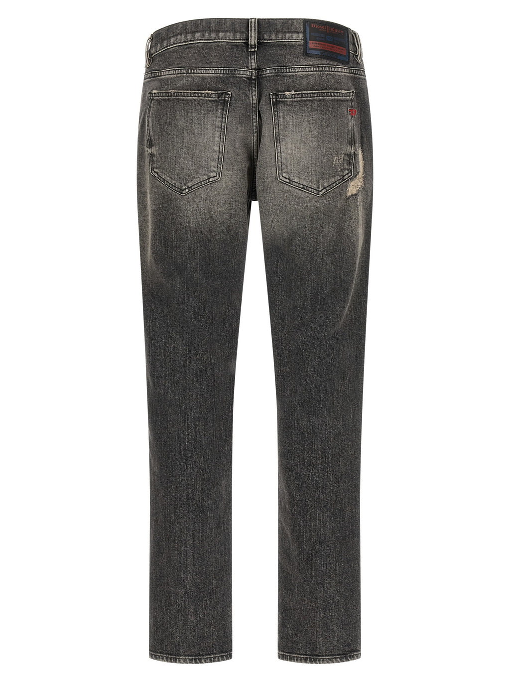 Jeans skinny en coton gris de marque Diesel, coupe ajustée, visible en détail dans l'image.