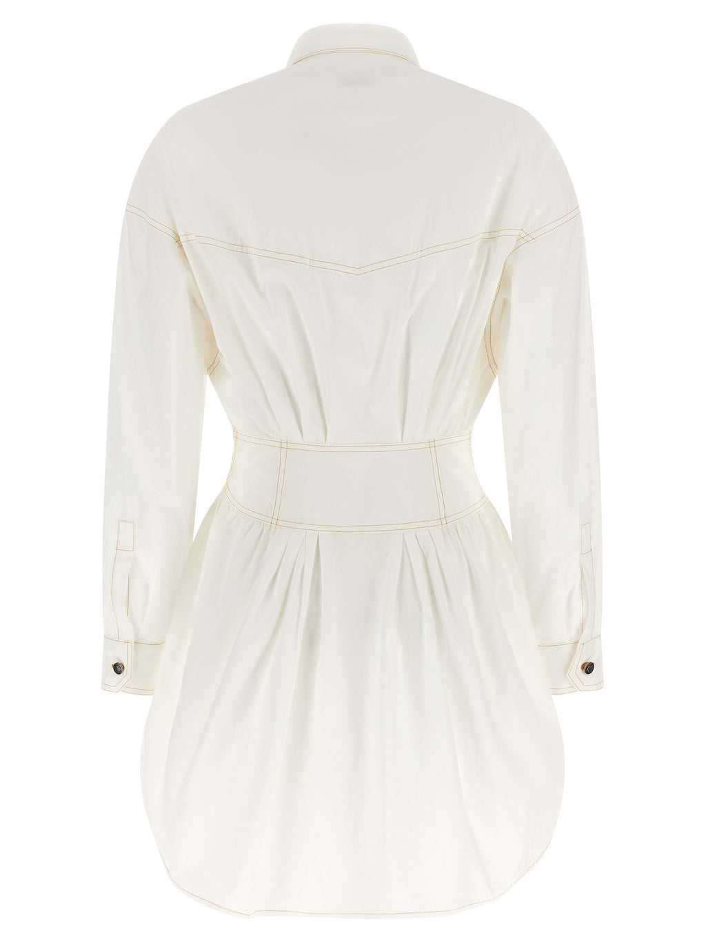 Robe courte en coton blanc de Versace, style élégant avec coupe fluide et détails sophistiqués, parfaite pour une tenue chic.