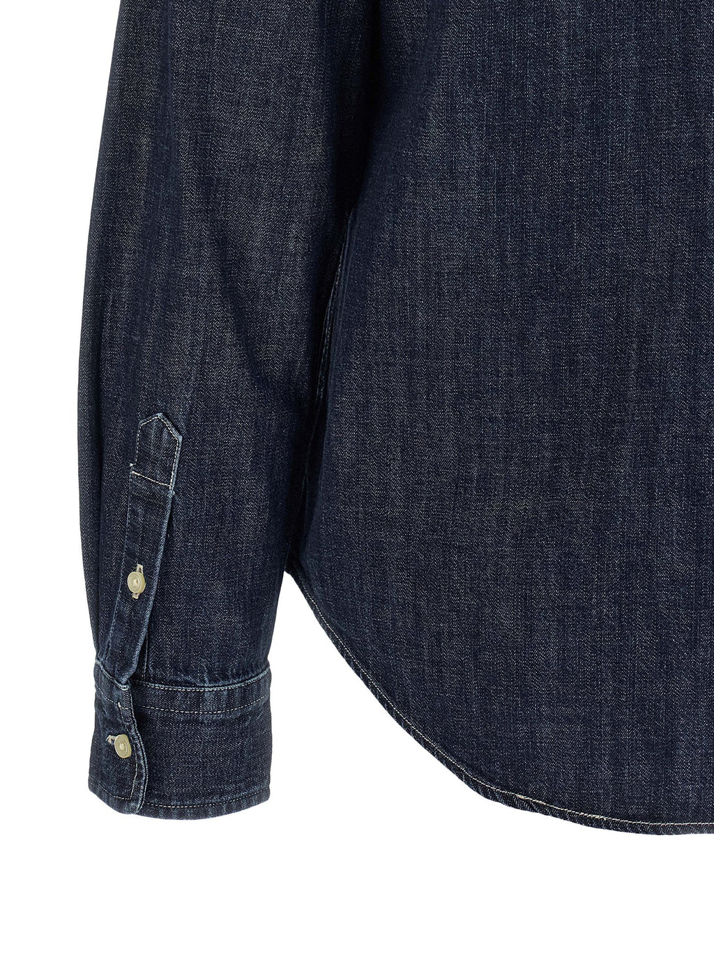 Chemise en coton bleu Polo Ralph Lauren, silhouette classique, col et boutons visibles, tissu doux et élégant pour un look décontracté.