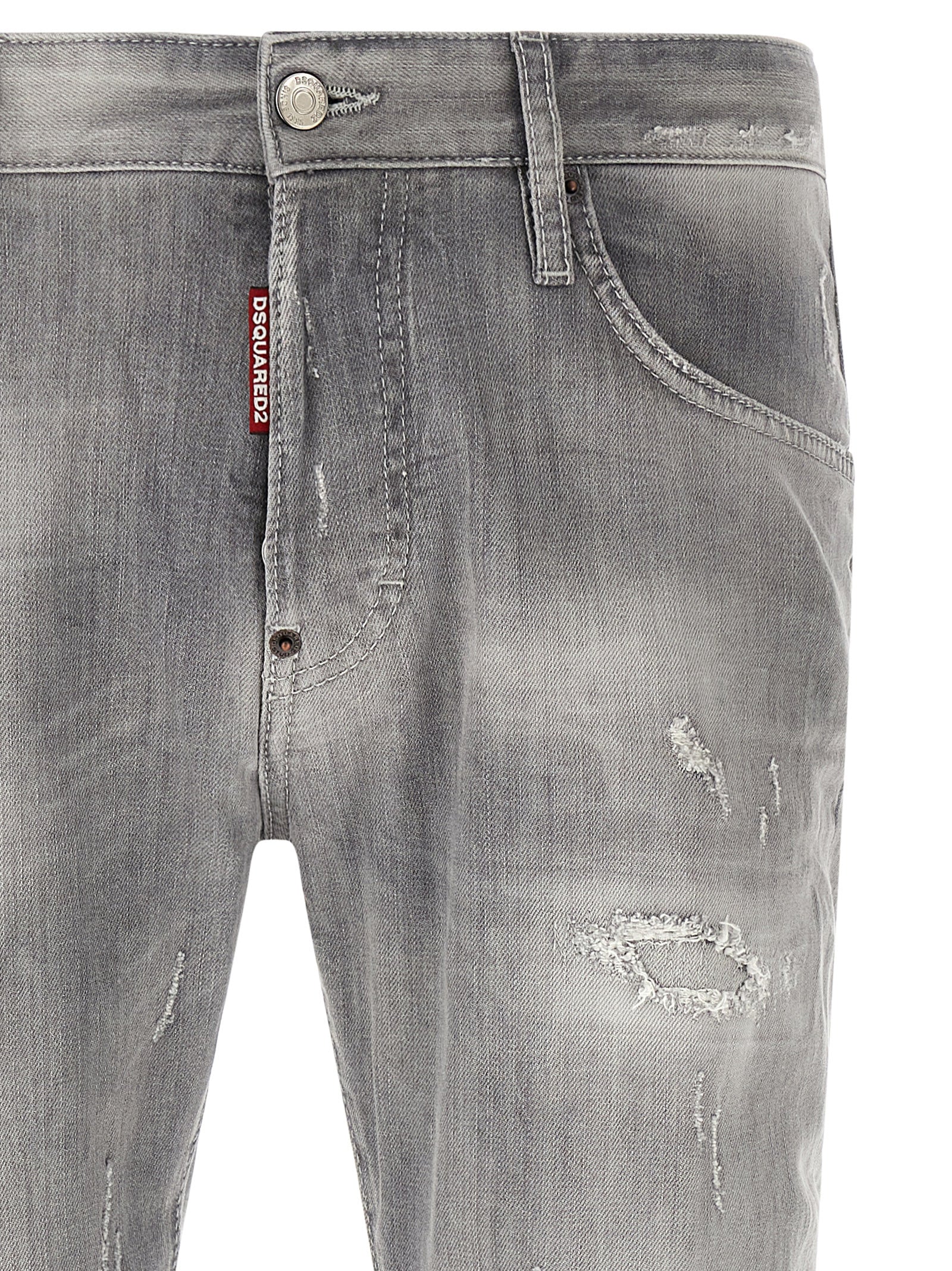 Jeans gris en coton de coupe tapered de Dsquared², denim décontracté avec détails modernes, visibles sur l'image.