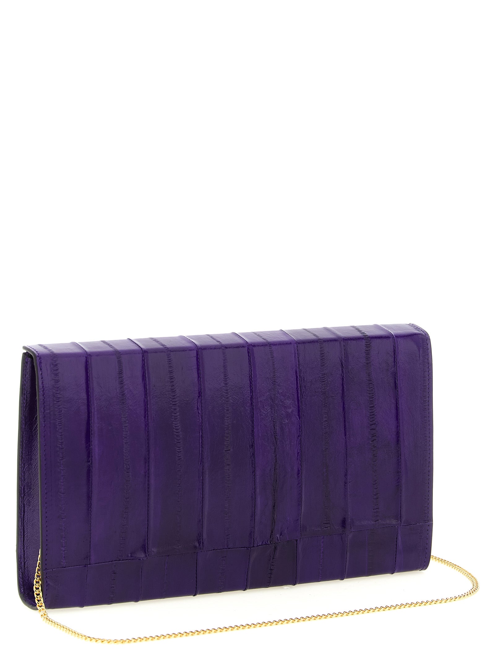 Sac clutch en cuir violet de Giuseppe Zanotti, élégant et sophistiqué, avec détails en finition raffinée.