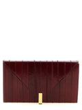 Sac clutch en cuir bordeaux de Giuseppe Zanotti, élégant et sophistiqué, visible avec détails en cuir luxe sur l'image.