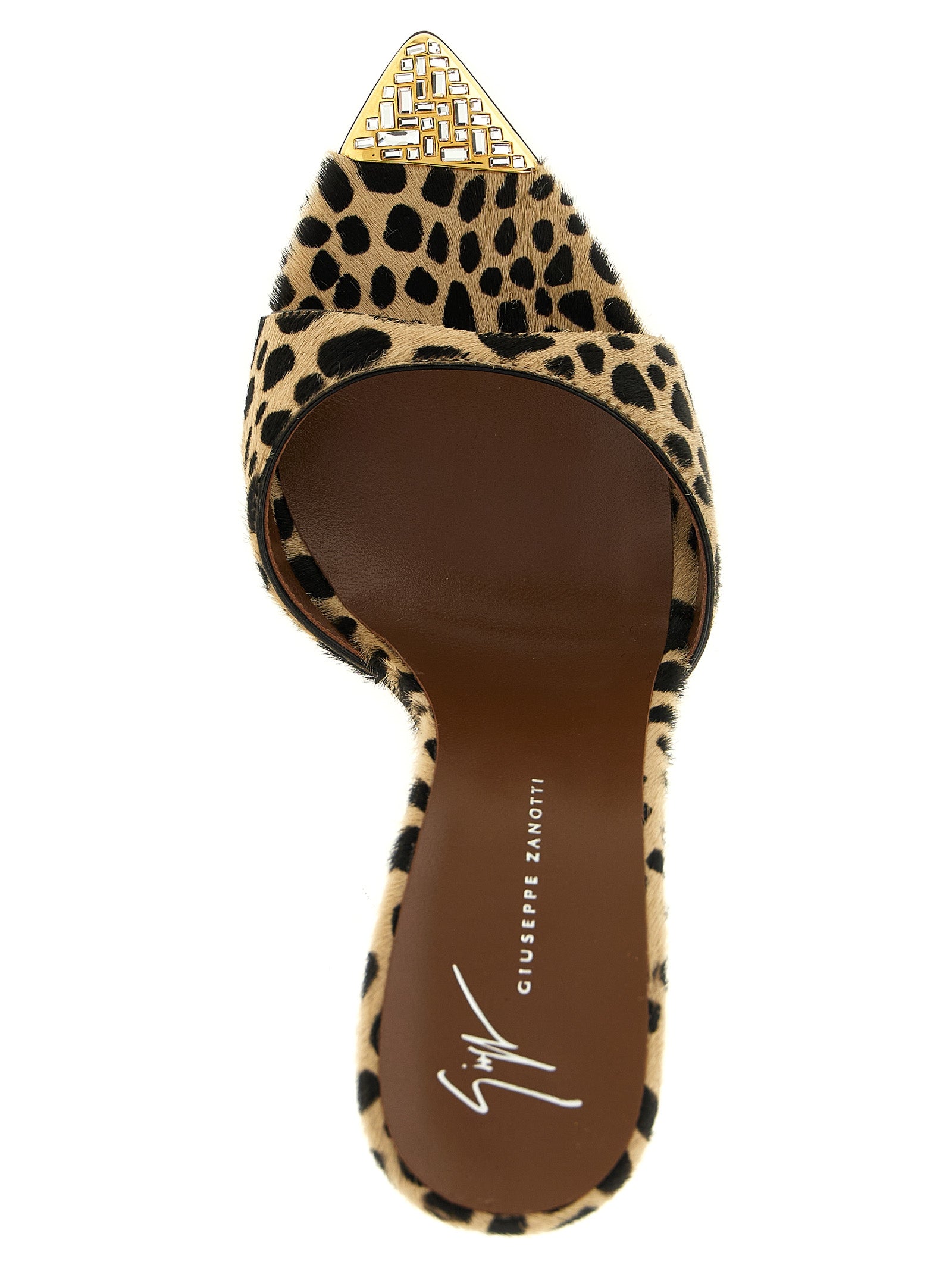 Sandales à talons stilettos en cuir de veau multicolore de Giuseppe Zanotti, avec design élégant et sophistiqué.