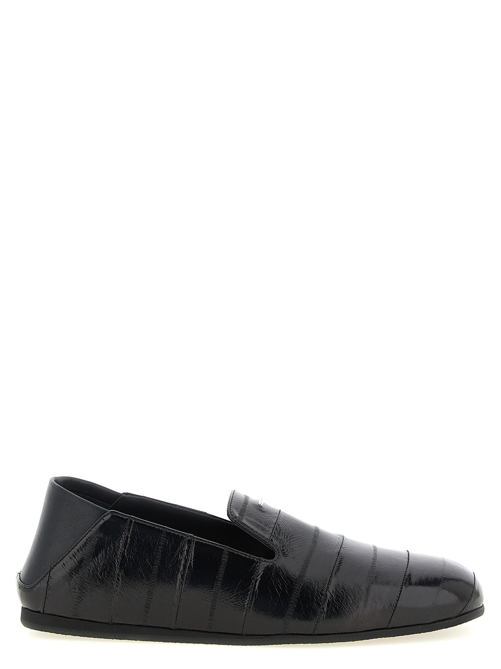 Mocassins Giuseppe Zanotti en cuir noir pour hommes, chaussures slip-on élégantes et confortables.