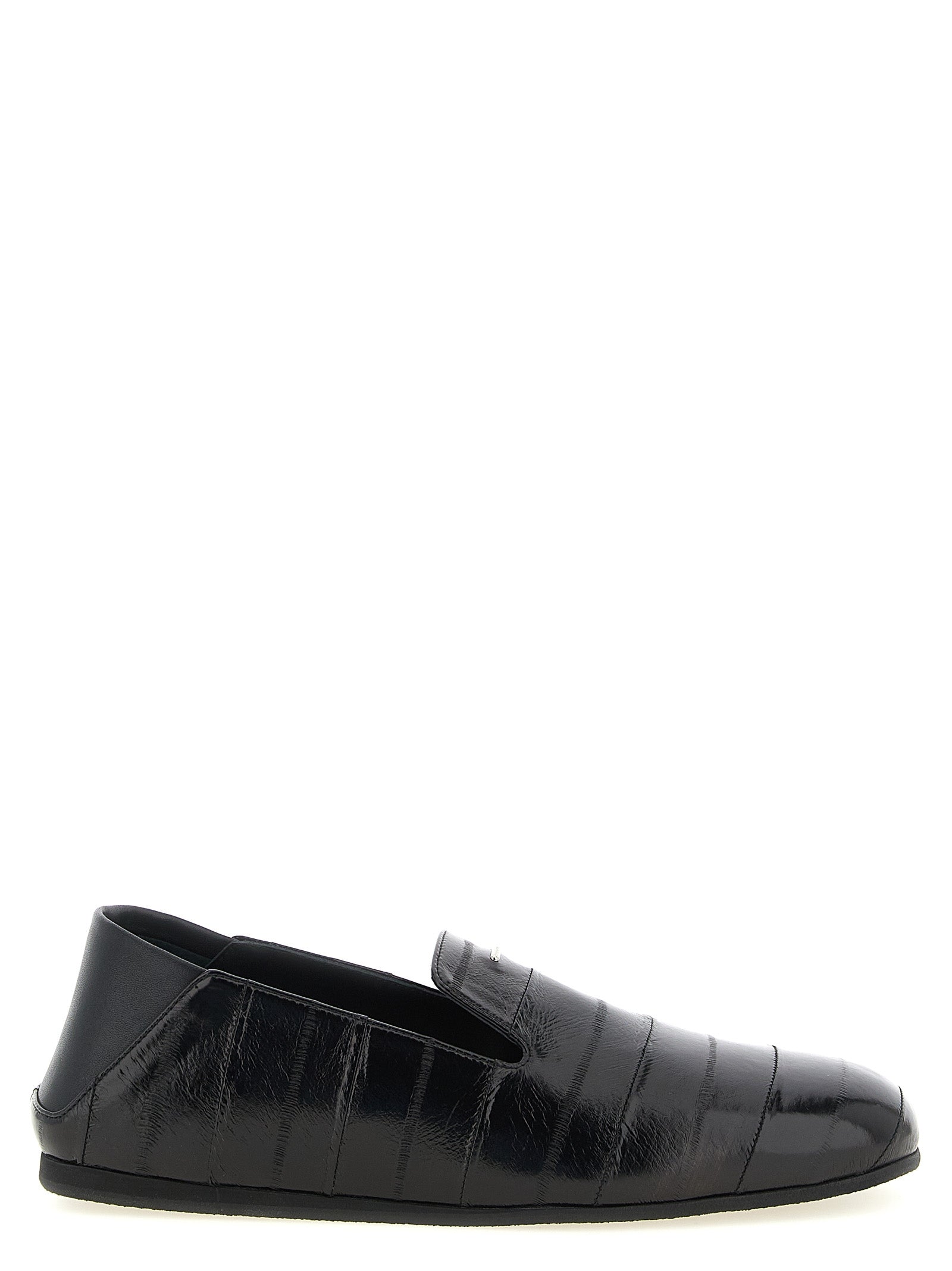 Mocassins Giuseppe Zanotti en cuir noir pour hommes, chaussures slip-on élégantes et confortables.