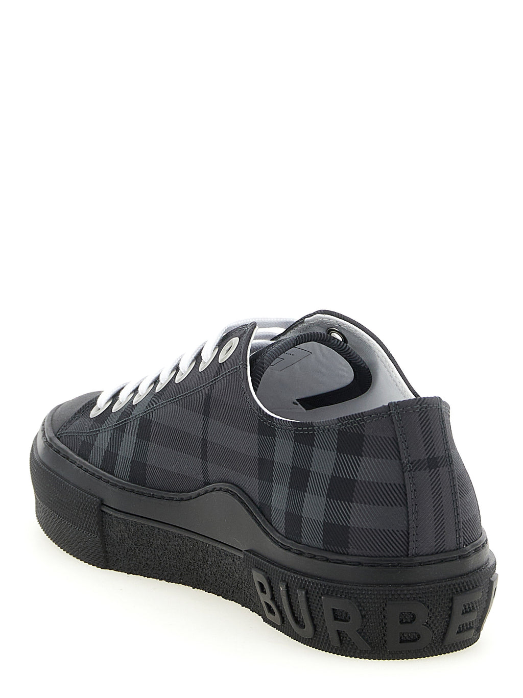 Chaussures basses en polyamide gris Burberry, sneakers décontractés avec semelle blanche et design élégant.