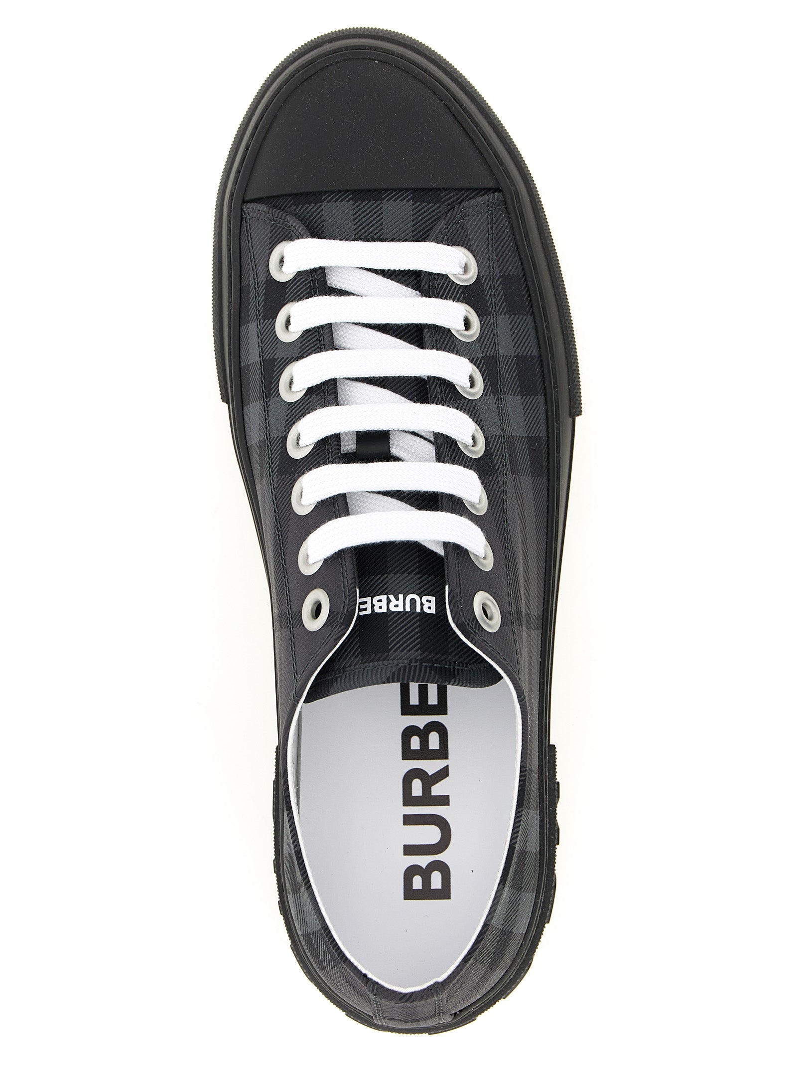 Baskets basses en polyamide gris de Burberry, chaussures de sport décontractées avec design élégant et logo de la marque.