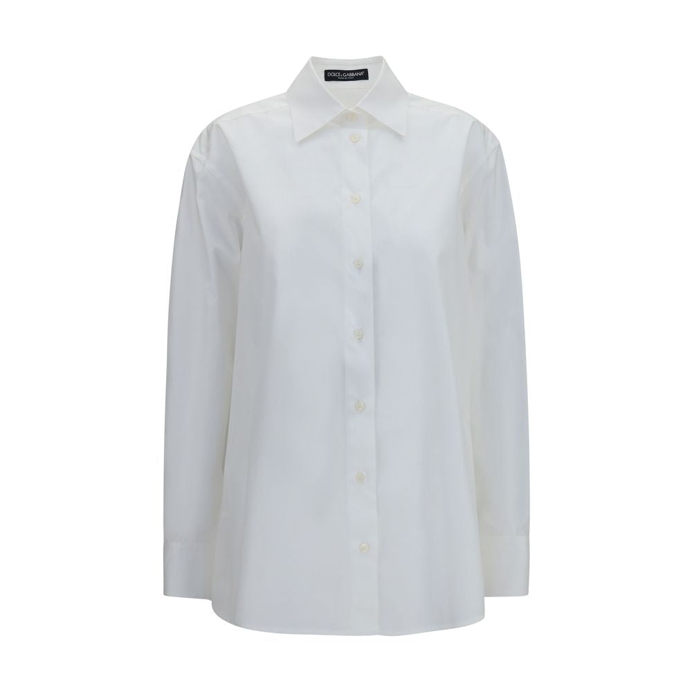Chemise blanche en coton de Dolce & Gabbana, style élégant, boutons apparents, col classique, tissu léger et confortable.