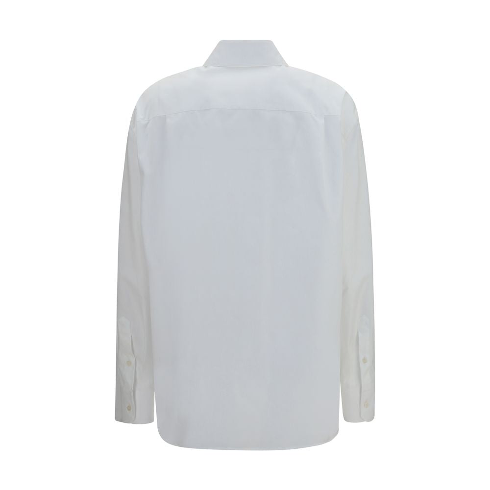 Chemise blanche en coton de la marque Dolce & Gabbana, manches longues et col classique, portée sur un mannequin.